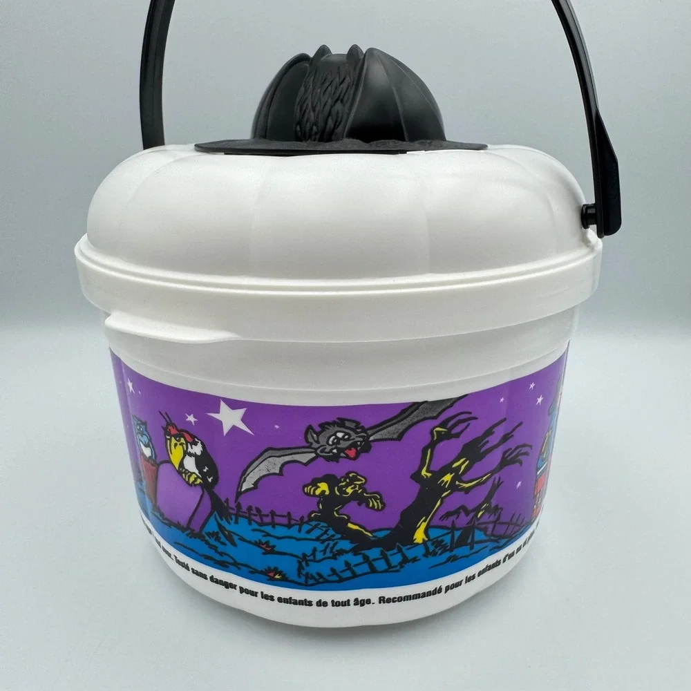 Vintage 1993 McDonalds Halloween Bucket Pail Bat Lid Ronald‎ Grimace Hamburglar